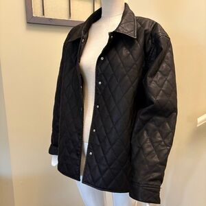 Baccini Dark Faux Leather Diamond  Quilted Jacket Sz XL NWOT